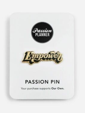 'Empower' Gold and Black Script Brooch